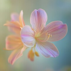 Wall Mural - a delicate flower with soft pastel colors, evoking tranquility and beauty in nature.