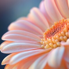 Wall Mural - a close-up of a soft peach-colored flower with delicate petals and a textured center.