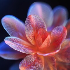 Wall Mural - a close-up of a vibrant, multicolored flower with intricate petal textures.