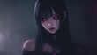 © anis rohayati - An anime style girl with a dark black gothic style background wallpaper AI generated image
