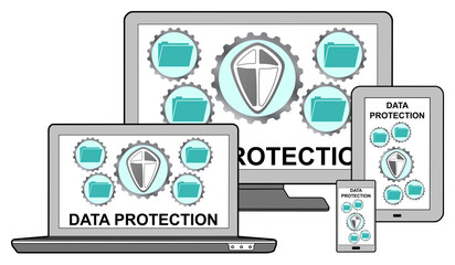 Wall Mural - data protection concept on different devices