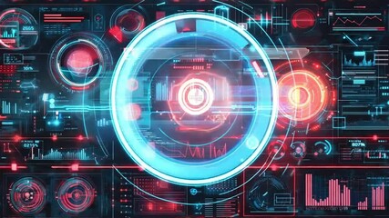 Wall Mural - futuristic interface with data visualizations and icons