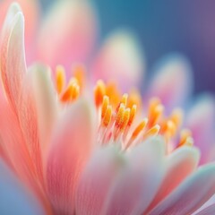 Wall Mural - a close-up of a soft, colorful flower with delicate petals and vibrant stamens.