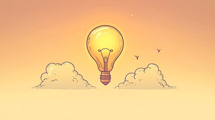 Wall Mural - Yellow color idea light bulb icon