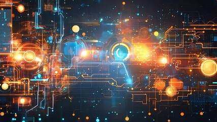 Wall Mural - abstract digital network with glowing nodes and lines