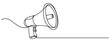 © line drawing - Continuous one line drawing of horn speaker signs and symbol for announcement and employee hiring vector illustration. Pro vector, Public horn speaker in One continuous line drawing. Megaphone