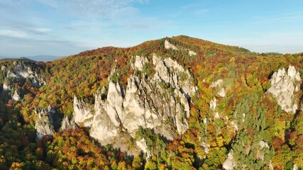 Aufkleber - beautiful sunset in mountains, landscape panorama in sulov at fall - slovakia from drone