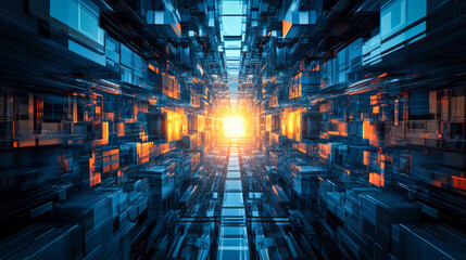 Wall Mural - abstract advanced technology tunnel