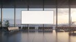 © kachanovski - Departure lounge in an airport with a blank white billboard for advertisement mockup