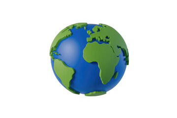 Poster - Simple 3D Earth model with green continents and blue oceans
