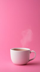 Wall Mural - Steaming sbiten with honey and spices on a pastel pink background Perfect for warm beverage advertising or cozy winter scenes 