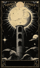 vintage vintage style deck of tarot cards collage. magical predictions of the future, mysterious characters. AI generated	