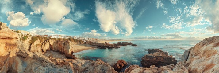 Albufeira: A Panorama of the Atlantic Coastline in Algarve, Portugal