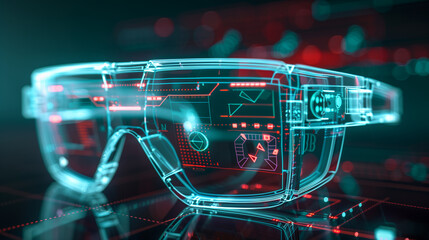 Canvas Print - augmented reality glasses projecting a 3d blueprint of a cybersecurity framework, highlighting threa