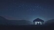 © ARTIFICIAN - Silhouette of Holy Family in stable under starry night sky
