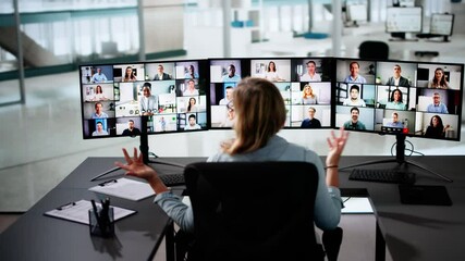 Wall Mural - Video Conference Call. Remote Virtual Meeting