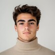 © MarisaSp - Stylish young man in a beige turtleneck, ideal for avatar or business portrait use, passport photo, model test
