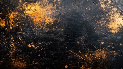 Wall Mural - abstract textured background with dark tones and orange splashes, suitable for design use.