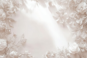 Wall Mural - White flower arrangement with a white background. The flowers are arranged in a way that creates a sense of movement and flow. Scene is serene and calming, as the white flowers