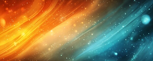 Aufkleber - Orange and blue abstract background blending together with light particles
