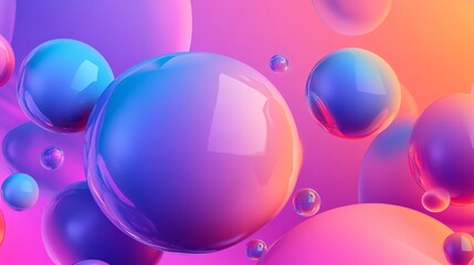Aufkleber - Colorful bubbles floating on gradient background creating abstract composition