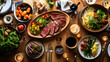 © Wafa - Beautifully presented Western food on the dining table. Delicious elegance. Fine dining experience.