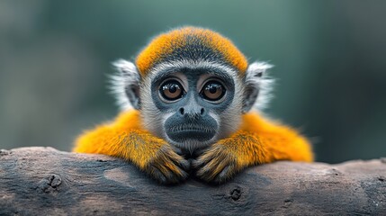 Sticker - Adorable Golden-Furred Monkey Portrait