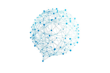 Visual representation of a network structured like a speech bubble, emphasizing interconnected nodes and lines in a digital style.