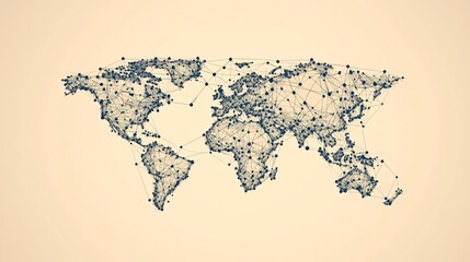 Aufkleber - World map showing interconnections between continents and countries