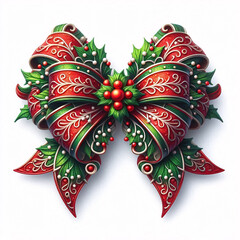 Wall Mural - A festive and ornate Christmas bow, adorned with intricate patterns and vibrant colors