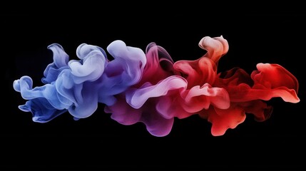 Wall Mural - a colorful swirl of smoke in shades of blue, purple, and red against a black background.