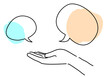 © RURIBYAKU - 会話イメージの手と吹き出しシンプル線画