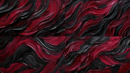 Wall Mural - A deep, abstract background with rich crimson and jet-black brush strokes, layered to give a stormy, swirling appearance. Hints of dark wine red and coal black merge in sweeping.