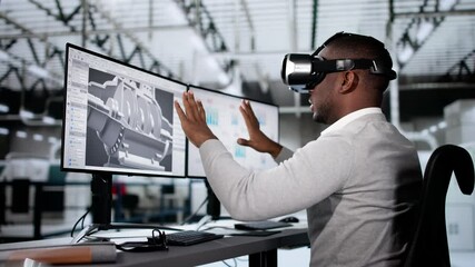 Leinwandbilder - Augmented Reality 3D Technology. Designer Using AR