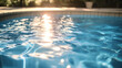 © Prasanth - Clear blue water glistening in the evening sun beside a tranquil swimming pool