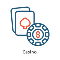 Wall Mural - Casino vector Two Colors Cricle Outline Icon.  .. Eps 10 file