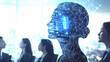 © Anuphong - Artificial Intelligence in the Boardroom: A composite image merging human and machine intelligence. The image features a silhouetted human head infused with a network.
