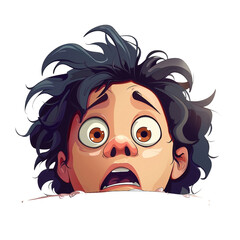 Wall Mural - Scared boy, light background, flat style. AI generate illustration