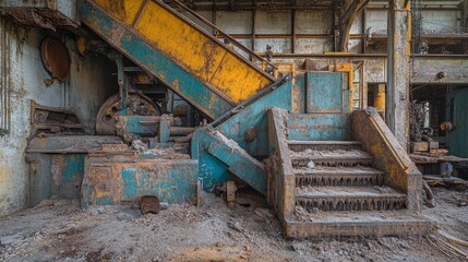 Wall Mural - Rusty Staircase in a Decaying Industrial Building