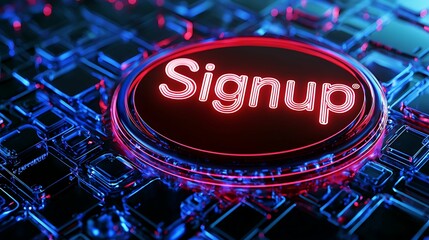 Wall Mural - register signup. a glowing red 