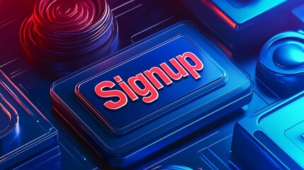 Wall Mural - register signup. a vibrant, modern digital interface showcasing a prominent 