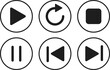 © Sultana Design - Player button icon set. Elements for play streaming. Button icons. symbols for playback
