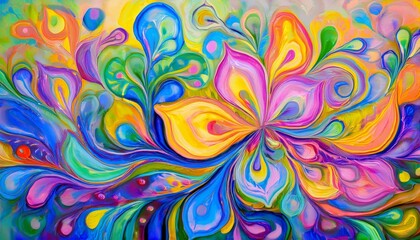 Canvas Print - abstract fluid plant flower background pattern in colorful shape design. modern retro design style a