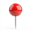 © khalid_spk - A bright red, glossy pushpin with a spherical head and a metallic sharp point isolated on a white background