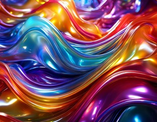 Canvas Print - colorful wavy shapes and a shiny plastic texture for abstract background art design