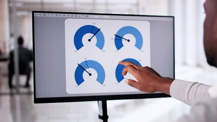 Poster - African American Man Analyzing Financial Data On Computer Screen