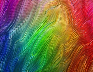 Canvas Print - fluted glass effect with colored gradient, textured colorful plastic panel, for abstract background 