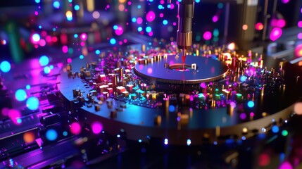 Poster - Colorful Diagnostic Engine in a High-Tech Studio Setting