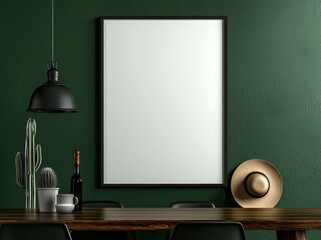 Aufkleber - Warm interior with a blank poster frame.