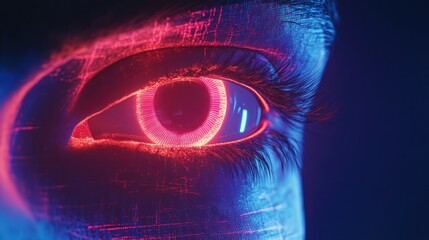 Wall Mural - Cybernetic Eye: A Glowing Digital Gaze